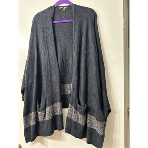 Barefoot Dreams Cozychic Lite Cliffside Wrap Sweater Grey Carbon/Pewter OS